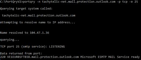 telnet outlook.